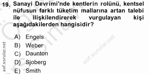19. soru: Sanayi Devrimi'nde kentlerin rolünü, kentsel nüfusun farklı tüketim mallarına artan talebi ile ilişkilendirerek vurgu…
