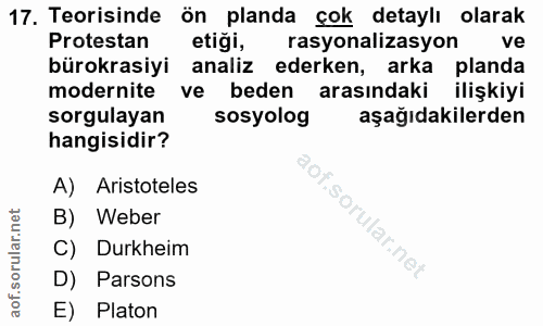 17. soru: Teorisinde ön planda çok detaylı olarak Protestan etigi, rasyonalizasyon ve bürokrasiyi analiz ederken, arka planda m…