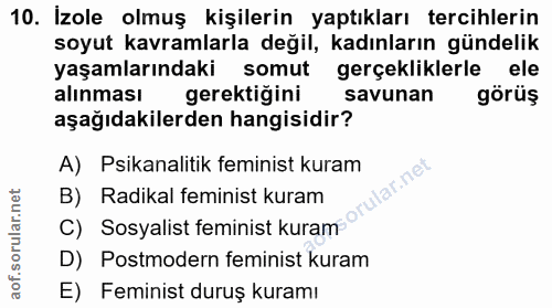 10. soru: İzole olmuş kişilerin yaptıkları tercihlerin soyut kavramlarla değil, kadınların gündelik yaşamlarındaki somut gerçek…