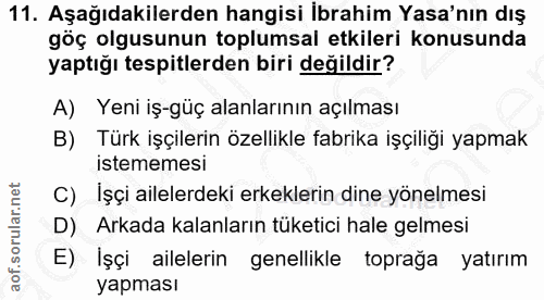 11. soru: Aşağıdakilerden hangisi İbrahim Yasa'nın dış göç olgusunun toplumsal etkileri konusunda yaptığı tespitlerden biri değ…