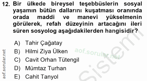 12. soru: Bir ülkede bireysel teşebbüslerin sosyal yaşamın bütün dallarını kuşatması oranında orada maddi ve manevi yükselmenin…