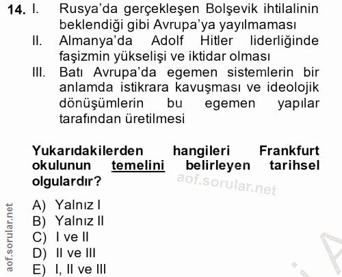14. soru: l. Rusya'da gerçekleşen Bolşevik ihtilalinin beklendiği gibi Avrupa'ya yayılmaması II. Almanya'da Adolf Hitler liderl…