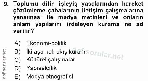 9. soru: Toplumu dilin işleyiş yasalarından hareket çözümleme çabalarının iletişim çalışmalarına yansıması ile medya metinleri…