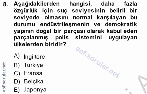 8. soru: Aşağıdakilerden hangisi, daha fazla özgürlük için suç seviyesinin belirli bir seviyede olmasını normal karşılayan bu…