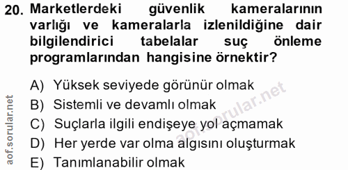20. soru: Marketlerdeki güvenlik kameralarının varlığı ve kameralarla izlenildiğine dair bilgilendirici tabelalar suç önleme pr…
