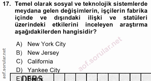 17. soru: Temel olarak sosyal ve teknolojik sistemlerde meydana gelen değişimlerin, işçilerin fabrika içinde ve dışındaki ilişk…