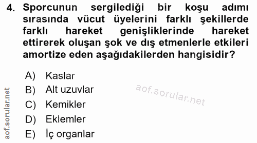 4. soru: Sporcunun sergilediği bir koşu adımı sırasında vücut üyelerini farklı şekillerde farklı hareket genişliklerinde harek…