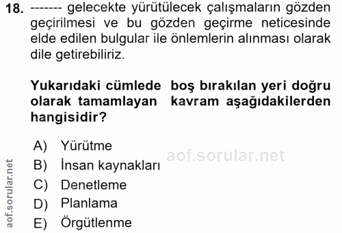 18. soru: ---- gelecekte yürütülecek çalışmaların gözden geçirilmesi ve bu gözden geçirme neticesinde elde edilen bulgular ile…