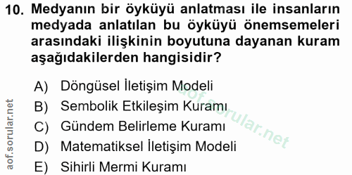 10. soru: Medyanın bir öyküyü anlatması ile insanların medyada anlatılan bu öyküyü önemsemeleri arasındaki ilişkinin boyutuna d…