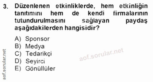 3. soru: Düzenlenen etkinliklerde, hem etkinliğin tanitiminı hem de kendi firmalarının tutundurulmasını sağlayan paydaş aşağıd…