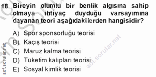 18. soru: Bireyin olumlu bir benlik algısına sahip olmaya ihtiyaç duyduğu varsayımına dayanan teori aşağıdakilerden hangisidir?…