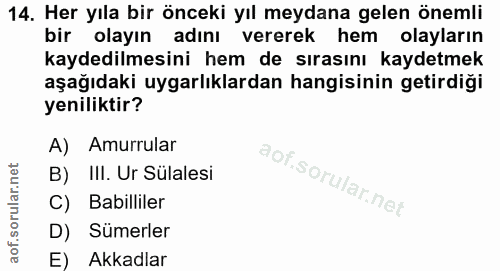 14. soru: Her yıla bir önceki yıl meydana gelen önemli bir olayın adını vererek hem olayların kaydedilmesini hem de sırasını ka…
