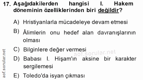 17. soru: Aşağıdakilerden hangisi I. Hakem döneminin özelliklerinden biri değildir? A) Hristiyanlarla mücadeleye devam etmesi B…