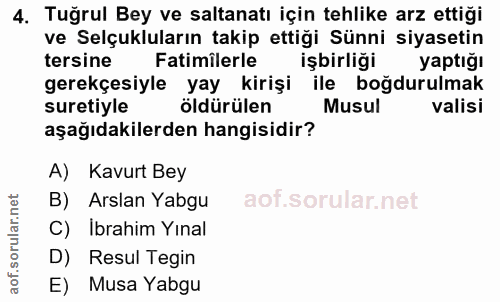 4. soru: Tuğrul Bey ve saltanatı için tehlike arz ettiği ve Selçukluların takip ettiği Sünni siyasetin tersine Fatimilerle işb…