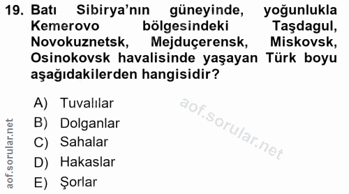 19. soru: Batı Sibirya'nın güneyinde, yoğunlukla Kemerovo bölgesindeki Taşdagul, Novokuznetsk, Mejduçerensk, Miskovsk, Osinokov…
