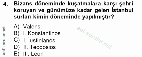 4. soru: Bizans döneminde kuşatmalara karşı şehri koruyan ve günümüze kadar gelen Istanbul surları kimin döneminde yapılmıştır…