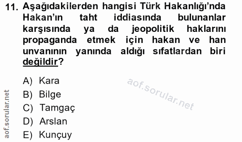 11. soru: Aşağıdakilerden hangisi Türk Hakanlığı'nda Hakan'ın taht iddiasında bulunanlar karşısında ya da l jeopolitik hakların…
