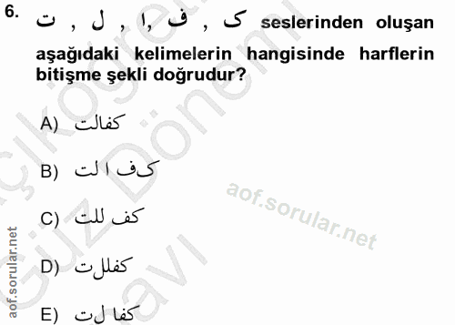 6. soru: ü, J, ',,S seslerinden oluşan aşağıdaki kelimelerin hangisinde harflerin bitişme şekli doğrudur? A) ciles B) clas c)…