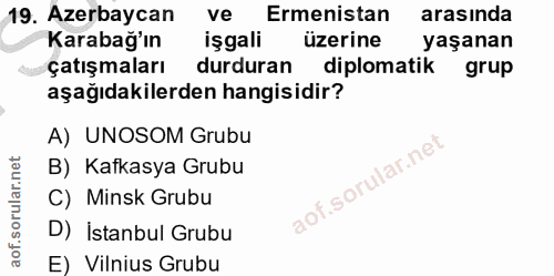 19. soru: Azerbaycan ve Ermenistan arasında Karabağ'ın işgali üzerine yaşanan çatışmaları durduran diplomatik grup aşağıdakiler…