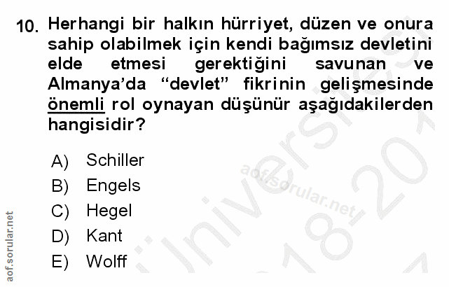 10. soru: Herhangi bir halkın hürriyet, düzen ve onura sahip olabilmek için kendi bağımsız devletini elde etmesi gerektiğini sa…