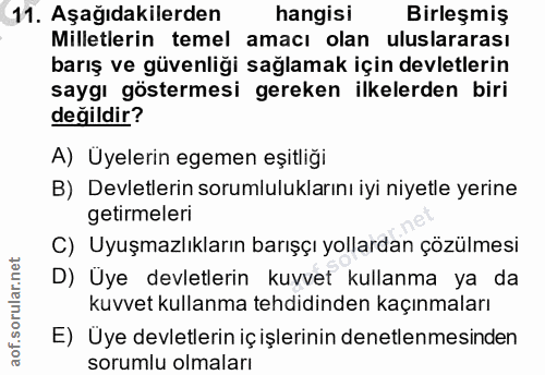 11. soru: Aşağıdakilerden hangisi Birleşmiş Milletlerin temel amacı olan uluslararası barış ve güvenliği sağlamak için devletle…