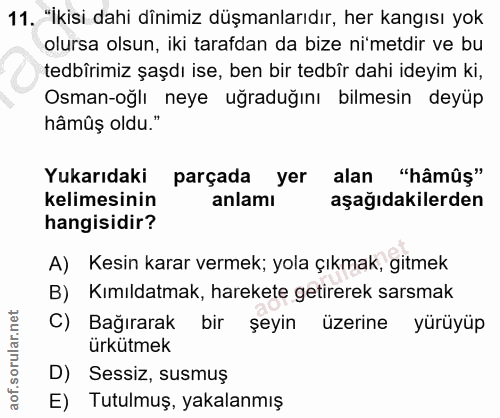 11. soru: "İkisi dahi dînimiz düşmanlarıdır, her kangısı yok olursa olsun, iki tarafdan da bize ni'metdir ve bu tedbirimiz şaşd…