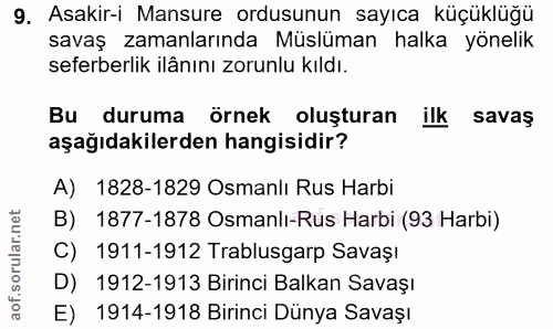 9. soru: Asakir-i Mansure ordusunun sayıca küçüklüğü savaş zamanlarında Müslüman halka yönelik seferberlik ilânını zorunlu kıl…