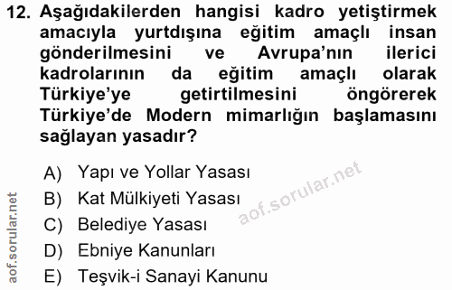 12. soru: Aşağıdakilerden hangisi kadro yetiştirmek amacıyla yurtdışına eğitim amaçlı insan gönderilmesini ve Avrupa'nin ileric…
