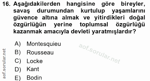 16. soru: Aşağıdakilerden hangisine göre bireyler, savaş durumundan kurtulup yaşamlarını güvence altına almak ve yitirdikleri d…