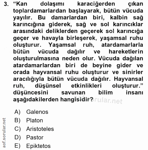 3. soru: "Kan dolaşımı karaciğerden çıkan toplardamarlardan başlayarak, bütün vücuda yayılır. Bu damarlardan biri, kalbin sağ…