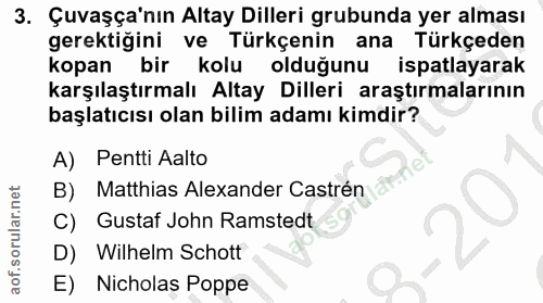 3. soru: Çuvaşça'nın Altay Dilleri grubunda yer alması gerektiğini ve Türkçenin ana Turkçeden kopan bir kolu olduğunu ispatlay…