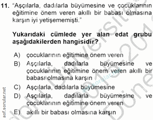 11. soru: "Aşçılarla, dadılarla büyümesine ve çocuklarının eğitimine önem veren akıllı bir babası olmasına karşın iyi yetişemem…