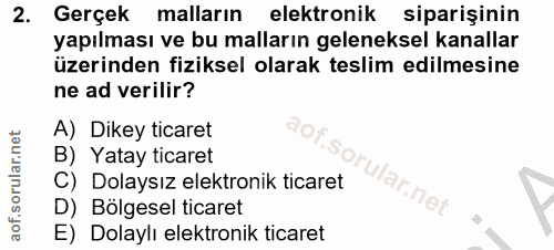 2. soru: Gerçek malların elektronik siparişinin yapılması ve bu malların geleneksel kanallar üzerinden fiziksel olarak teslim…