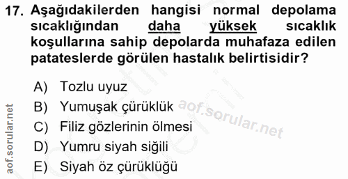 17. soru: Aşağıdakilerden hangisi normal depolama sıcaklığından daha yüksek sicaklık koşullarına sahip depolarda muhafaza edile…