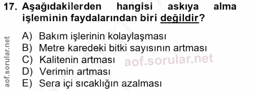 17. soru: Aşağıdakilerden hangisi askıya alma işleminin faydalarından biri değildir? A) Bakım işlerinin kolaylaşması B) Metre k…