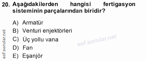 20. soru: Aşağıdakilerden hangisi fertigasyon sisteminin parçalarından biridir? A) Armatür orular.net B) Venturi enjektörleri C…