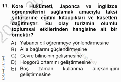 11. soru: Kore • Hükümeti, Japonca ve ingilizce öğrenmelerini sağlamak amacıyla taksi şoförlerine eğitim kitapçıkları ve kasetl…
