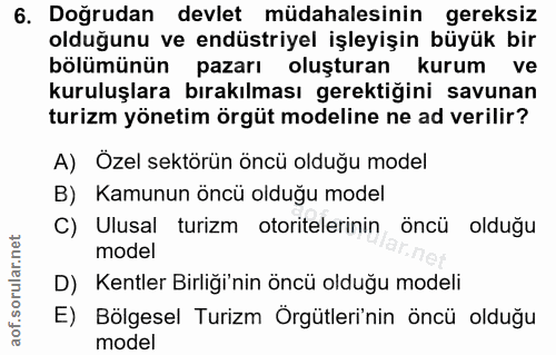 6. soru: Doğrudan devlet müdahalesinin gereksiz olduğunu ve endüstriyel işleyişin büyük bir bölümünün pazarı oluşturan kurum v…