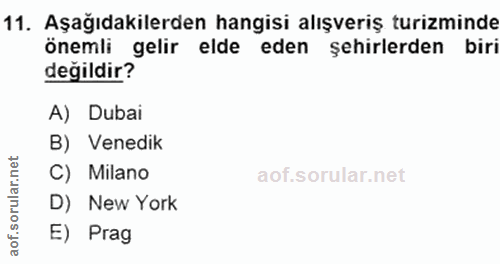 11. soru: Aşağıdakilerden hangisi alışveriş turizminde önemli gelir elde eden şehirlerden biri değildir? A) Dubai B) Venedik C)…