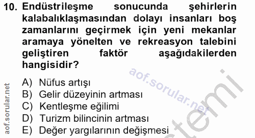 10. soru: Endüstrileşme sonucunda şehirlerin kalabalıklaşmasından dolayı insanları boş zamanlarını geçirmek için yeni mekanlar…