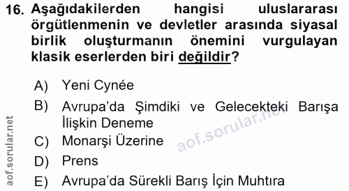 16. soru: Aşağıdakilerden hangisi uluslararası örgütlenmenin ve devletler arasında siyasal birlik oluşturmanın önemini vurgulay…