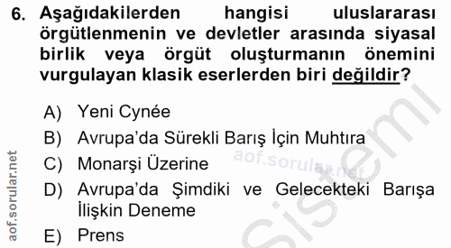 6. soru: Aşağıdakilerden hangisi uluslararası örgütlenmenin ve devletler arasında siyasal birlik veya örgüt oluşturmanın önemi…