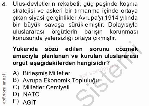 4. soru: Ulus-devletlerin rekabeti, güç peşinde koşma stratejisi ve askeri bir tırmanma içinde ortaya çıkan siyasi gerginlikle…