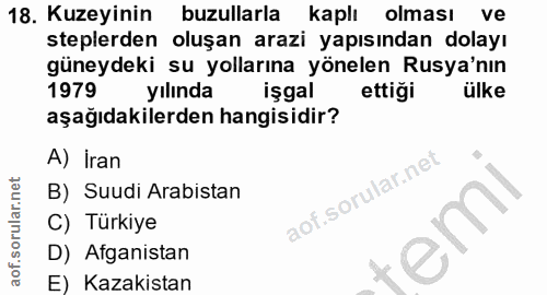 18. soru: Kuzeyinin buzullarla kaplı olması ve steplerden oluşan arazi yapısından dolayı güneydeki su yollarına yönelen Rusya'n…