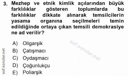 3. soru: Mezhep ve etnik kimlik açılarından büyük farklılıklar gösteren toplumlarda bu farklılıklar dikkate alınarak temsilcil…