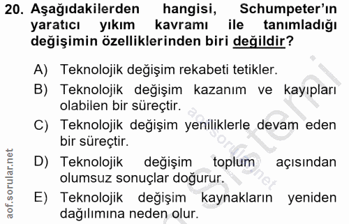 20. soru: Aşağıdakilerden hangisi, 20. Asagidakilerden hangisi, yaratıcı yıkım kavramı ile tanımladığı değişimin özelliklerinde…