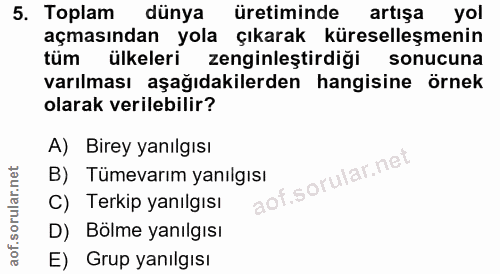 5. soru: Toplam dünya üretiminde artışa yol açmasından yola çıkarak küreselleşmenin tüm ülkeleri zenginleştirdiği sonucuna var…