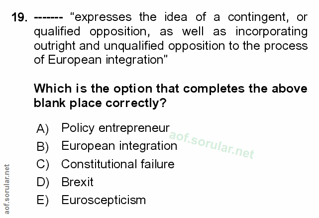 19. soru: -— "expresses the idea of a contingent, or qualified opposition, as well as incorporating outright and unqualified op…