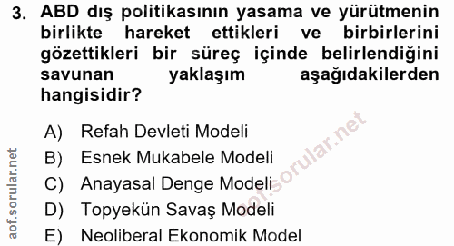 3. soru: ABD dış politikasının yasama ve yürütmenin birlikte hareket ettikleri ve birbirlerini gözettikleri bir süreç içinde b…