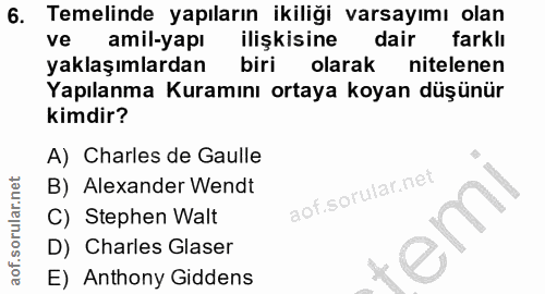 6. soru: Temelinde yapıların ikiliği varsayımı olan ve amil-yapı ilişkisine dair farklı yaklaşımlardan biri olarak nitelenen Y…